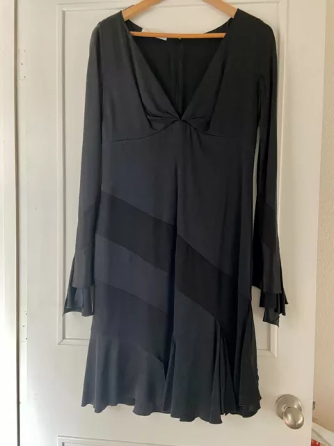 Vintage Valentino Black Silk Dress Plunging Neckline SEXY and CLASSIC size 10