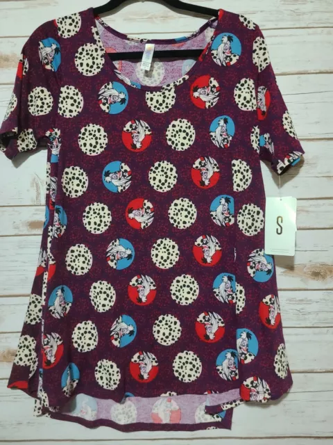 Neuf avec étiquettes petit t-shirt parfait Lularoe Disney S Cruella DeVille 101 Dalmatiens