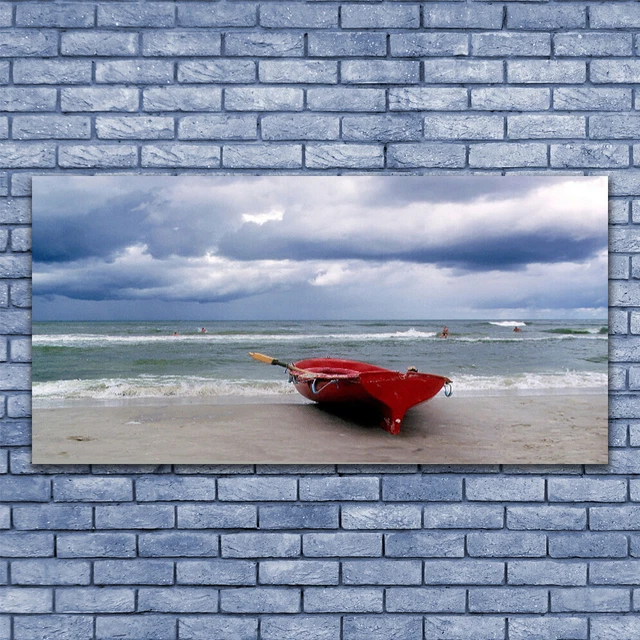Tableau Image Impression sous verre 140x70 Paysage Mer Soleil