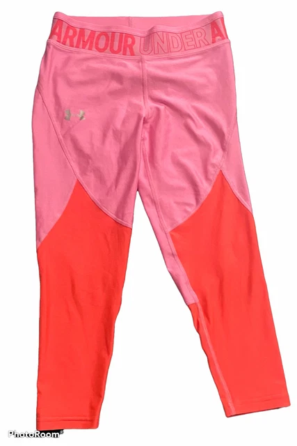 Under Armour Legging Pink Red Athletic Crop Girls Youth Girl's Size Large L.....