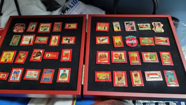 40 Count Coke Pin Set By Willabee & Ward In Nice Wooden Display Case
