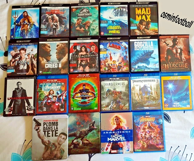 Lot de 21 Blu-ray 4K 3D Steelbook Marvel Transformers Jurassic Park etc