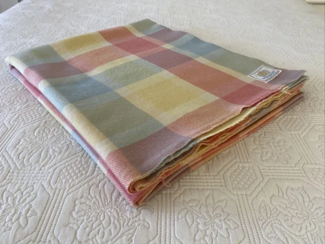 Waverley Pure Wool Blanket Rainbow Check Lightweight Double 230 cm x 190 cm