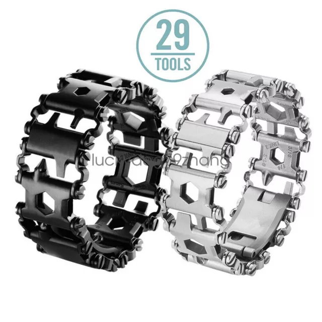 29 in 1 Multi Tool Men Stainless Steel Tread Bracelet Travel Survival Multitool