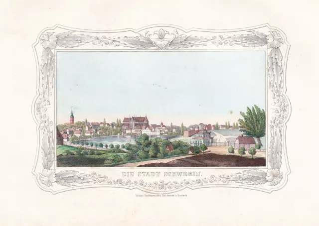 Schwerin Gesamtansicht Mecklenburg-Vorpommern Lithographie Lisch