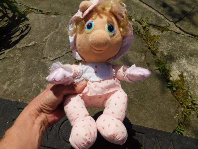 Vtg 1984 Muppet Babies Hasbro Plush Pink Flower PJs Miss Piggy Baby Doll PAMPERS