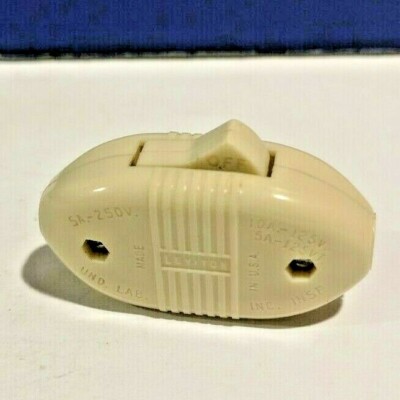 VINTAGE LEVITON Bakelite INLINE Rocker IVORY ON/OFF Feed Thru SWITCH 5410-I NEW