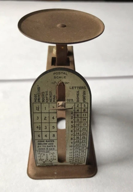 Vintage Antique Small Tabletop Postal Scale Early 1900's Lorraine Metal Mfg Co