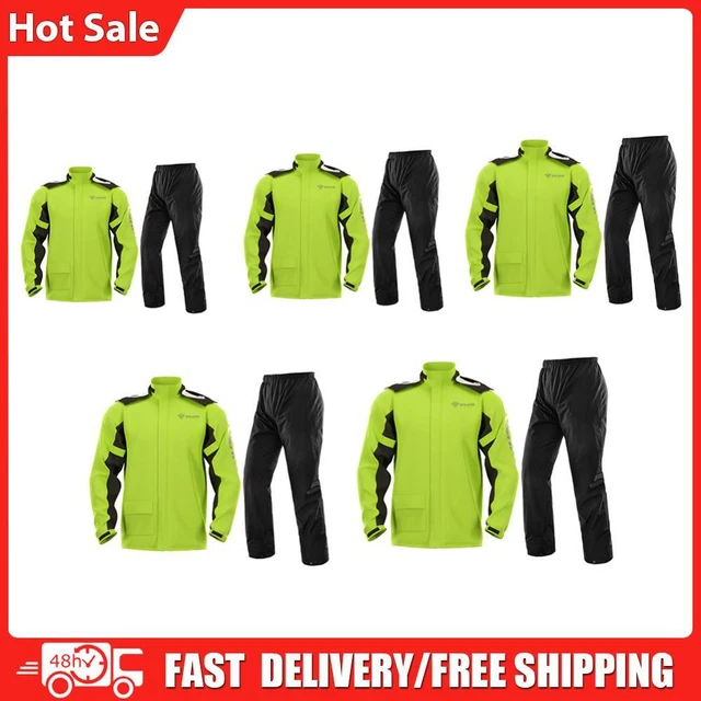 SULAITE Tuta antipioggia Moto Riflettente + Pantaloni con Copriscarpe Verde