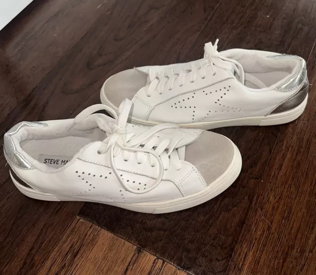 Steve Madden Womens Rezza White Fashion Sneaker Size 8.5 (1429674)