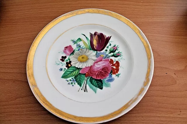 Antiker Porzellan-Teller 20 cm -Blüten/Blumen-"CARL KRISTER"-Schlesien um 1850-5