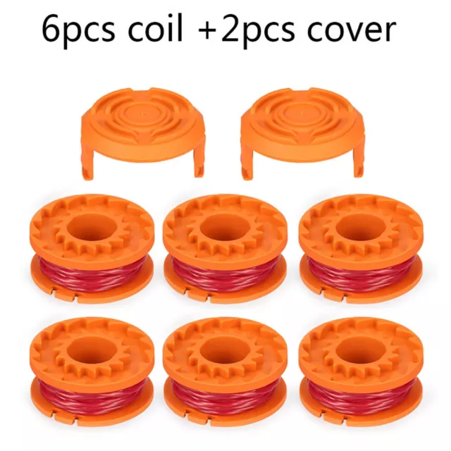 6pcs Cordless Trimmers Line Spools + 2Cap Covers Kit Tool For Worx GT Trimmer AU