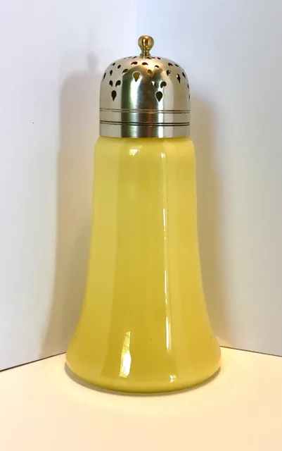 SUGAR SHAKER YELLOW GLASS ANTIQUE VICTORIAN MUFFINEER c. 1890s