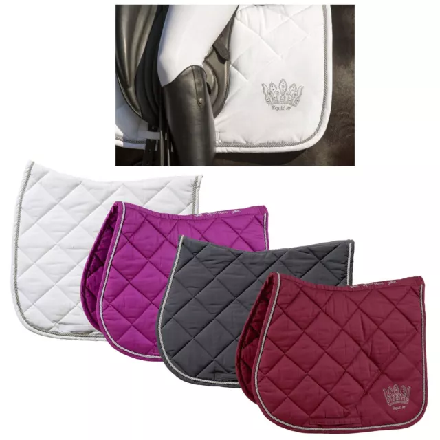 Horse Saddle Pad Numnah Cloth Crown Diamond Quality Stitching Silver Braid Edge