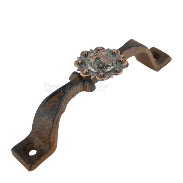 Rustic Cross Handle Copper Concho Door Drawer Pull Cast Iron Antique Style