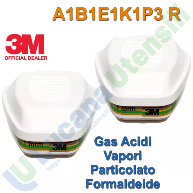 Coppia Filtri Ricambio A1B1E1K1P3R 3M Respiratori Vapori Gas Formaldeide 6092