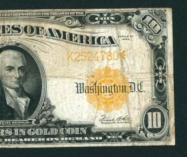 $10 1922 Gold Certificate ** Daily Currency Auctions ** Combine Shipping