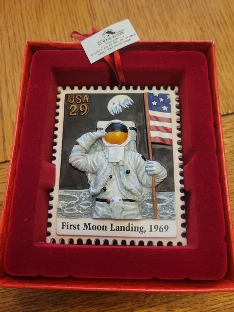Kurt S Adler 1969 First Moon Landing Apollo US Postal Stamp Ornament 1998 NIB