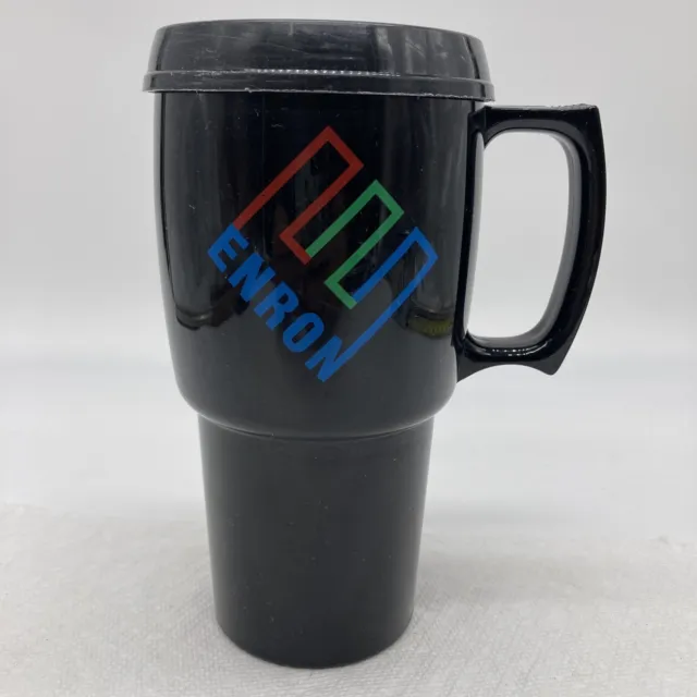 Vintage Enron Black Travel Mug Coffee Cup Logo Vision USA