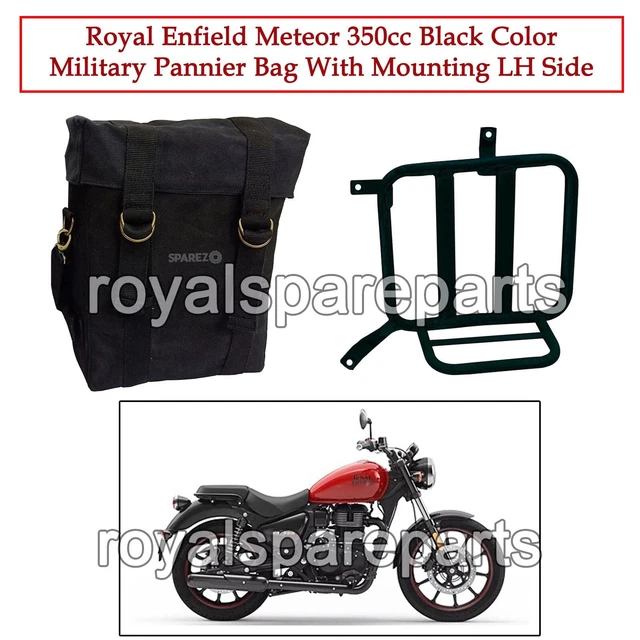 ROYAL ENFIELD METEOR 350 Black Military Pannier Bag With Mounting LH £