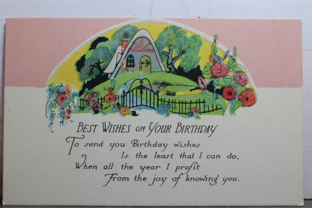 Greetings Best Wishes On Your Birthday Postcard Old Vintage Card View Standard