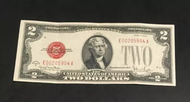 FR 1508 1928 G $2 TWO DOLLARS LEGAL TENDER NOTE Almost UNCIRCULATED EA BLOCK