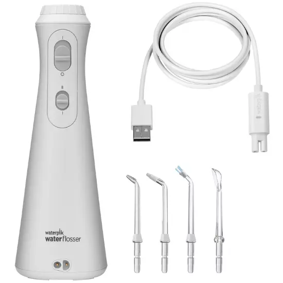 Waterpik sans Fil Plus WP490 USB Rechargeable Eau Dentaire Blanc Avec 4 Embouts 2