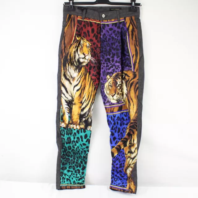 Dolce & Gabbana Tiger-Print Silk-Blend Trousers in Multicolor - Designer 44