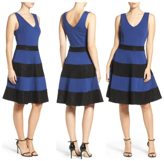 FELICITY & COCO  LACE  STRIPE FIT & FLARE  DRESS   Sz XS   Nordstrom  NWT   $128