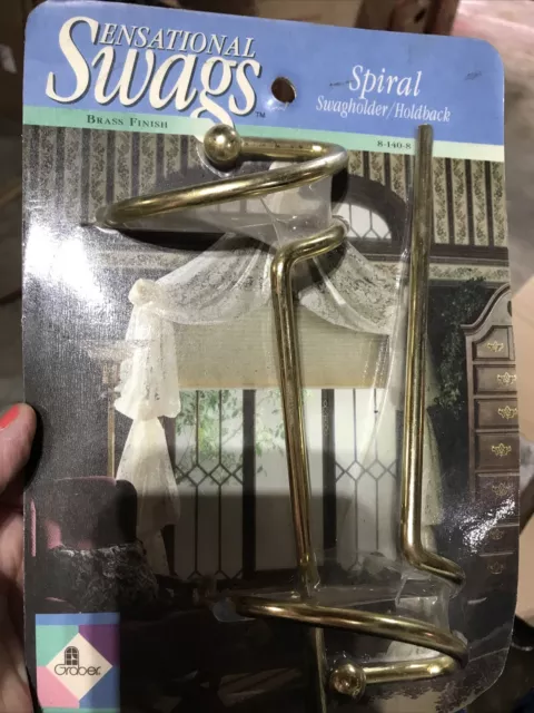 Graber Sensational Swags Spiral Swag-holder Holdback Brass 8-140-8 New & Sealed
