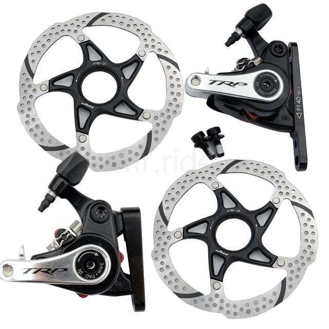 TRP SPYRE FLAT Mount Front+Rear Disc Brake Set BLK/SIL+160mm Center ...