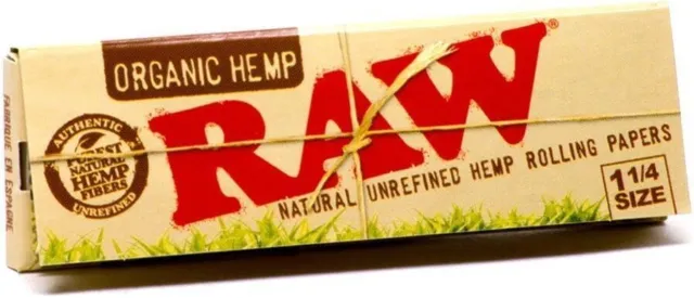 1x RAW 1 1/4 Papers Organic Hemp Natural Unrefined Smoking Tobacco 50 Leaves