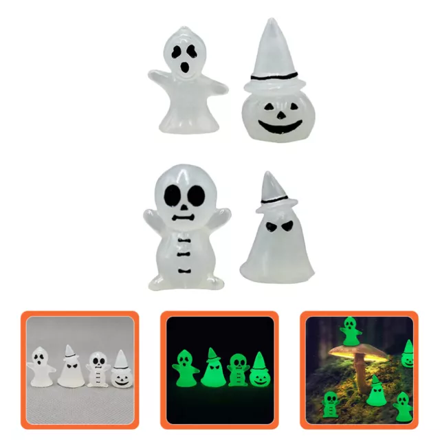 4 Pcs Halloween-Dekor Miniaturfiguren Leuchtende Geisterverzierung Dekorationen