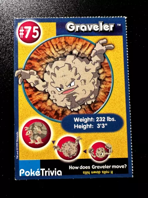 Pokemon Burger King Poke Trivia Graveler #75 Vintage Nintendo Movie Promo