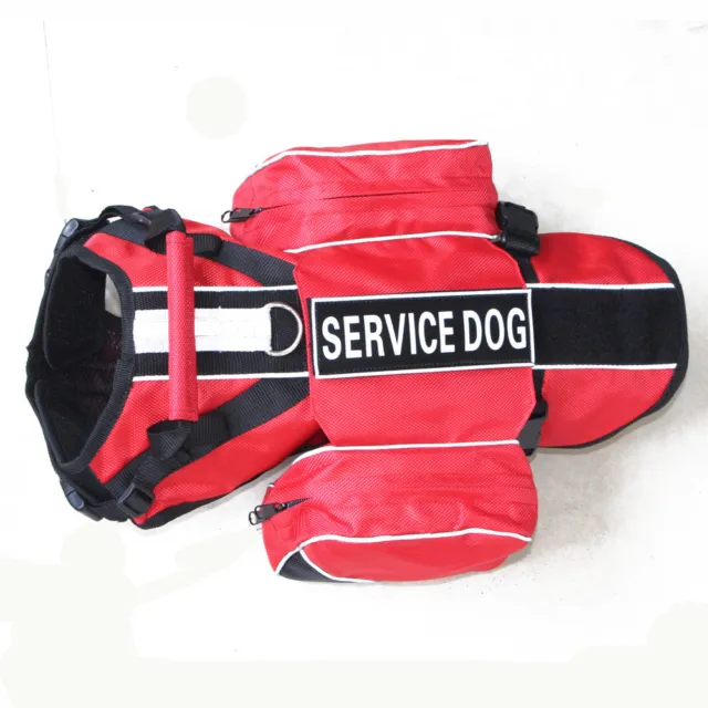 Service Dog Harness vest 2 Patches with Removable Saddle Bags Pockets 5 Colors