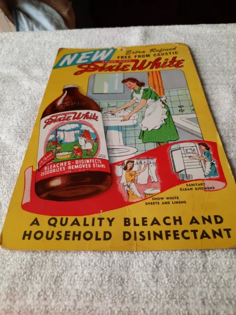 1930's advertising sign DIXIE WHITE bleach cardboard DOUBLE SIDE bright colors