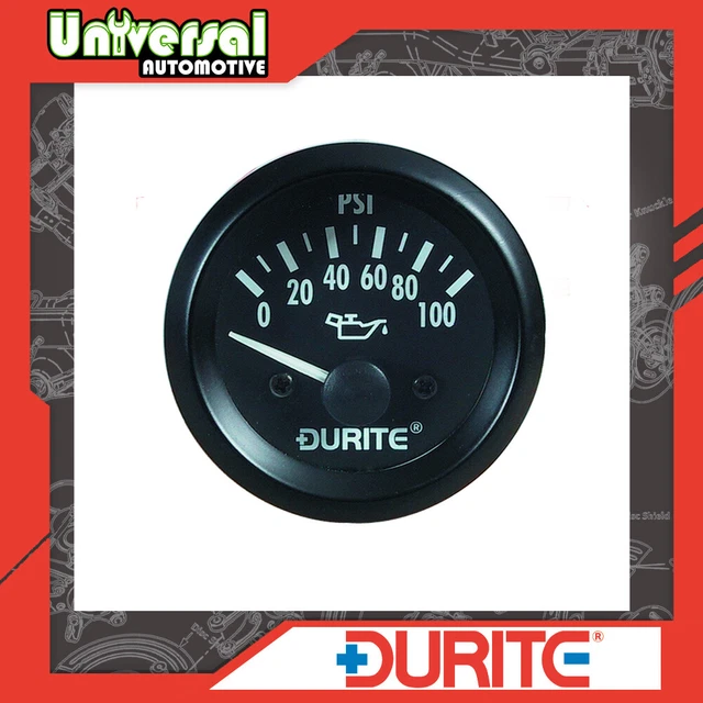 Manomètre Pression Huile 0-10 Bar - 52mm - Capteur NPT1/8 - Pour Bateau Ou Marine - LED Incluse