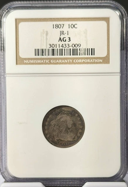 1807 P Dimes Draped Bust NGC AG-3 JR-1