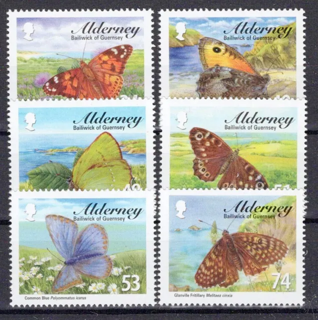 Alderney 313-318 MNH Insects Butterflies Nature ZAYIX 1223M0154