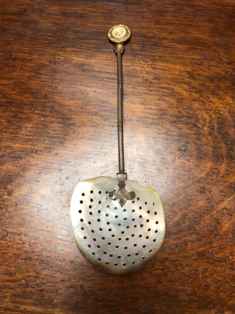 Unique Vintage Mother Of Pearl Spoon With Portrait Handle