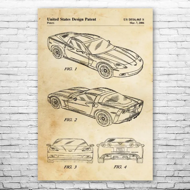 C6 Patent Poster Print 12 SIZES Garage Wall Art Automotive Decor Mechanic Gift