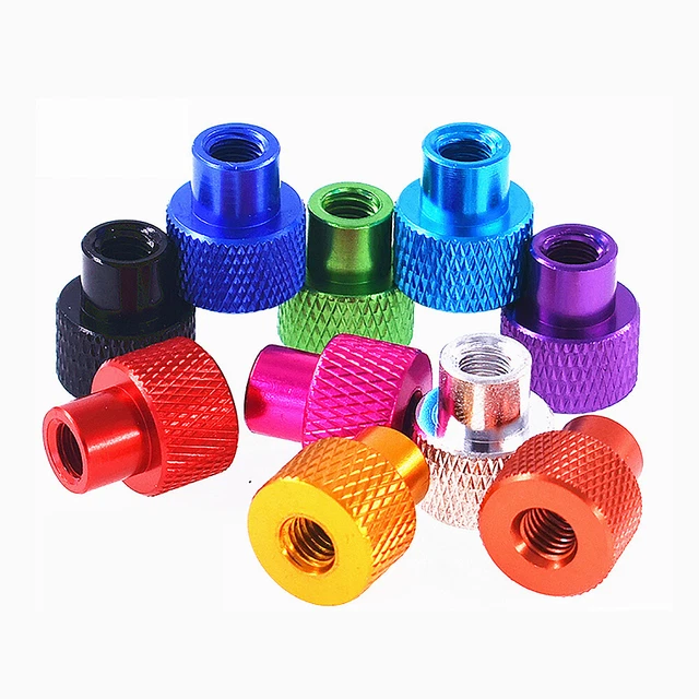 Maniglie dado pollice zigrinato M5 M6 lega di alluminio colorato dado testa Ø14 mm