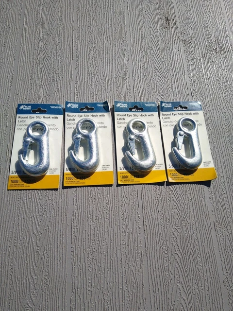 (4) Blue Hawk Round Eye Slip Hook w/Latch 5/8" 1000lb/453kg Load