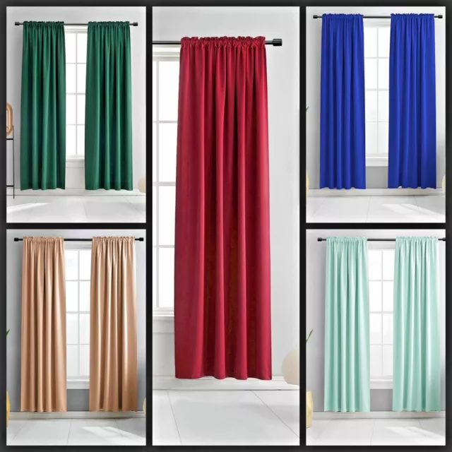 2Pc Faux Silk Panels Sheer Light Filtering Window Curtain Mix Color New (Mr2)