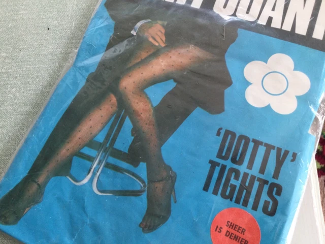 Collant originali vintage anni '60 MARY QUANT tratteggiato, cioccolato. taglia unica. 15 den trasparente
