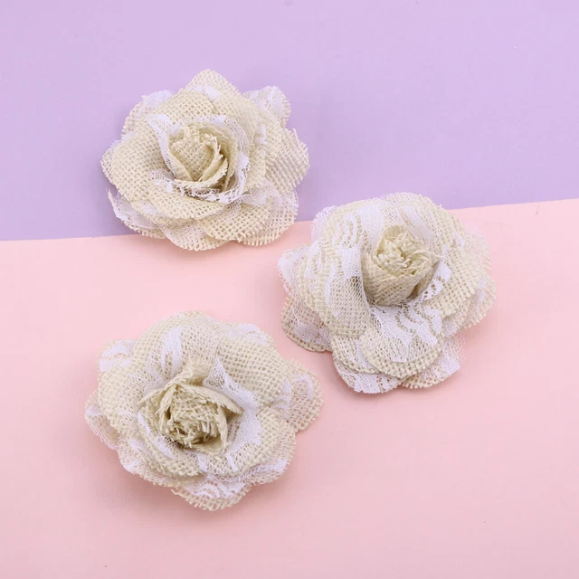 5pcs Jute Fleur Toile de jute Ruban Toile de jute Scrapbook Fleurs