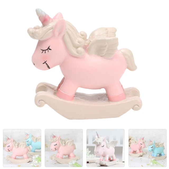 YouXiaor 2 Figurines Licorne à Tête Secouante – Résine, 10,5 Cm – Décoration De Tableau De Bord, Bureau, Chambre – Rose Et Bleu