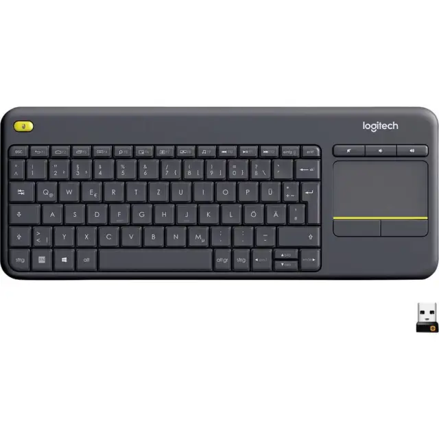 Logitech Wireless K400 Plus Funk Tastatur Deutsch, QWERTZ Schwarz Integriertes
