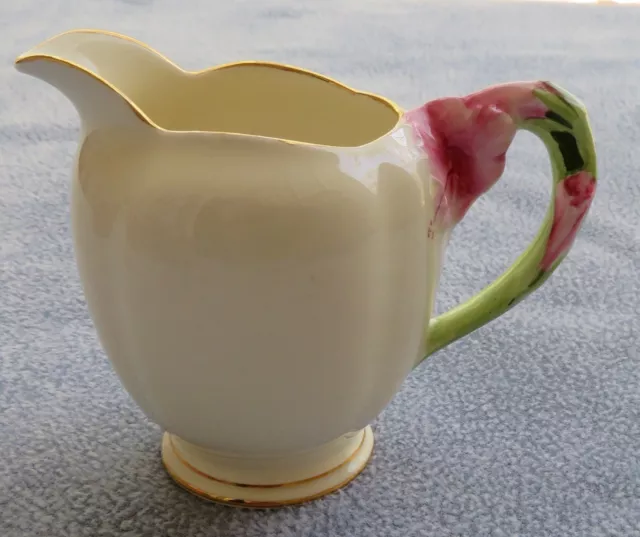 Royal Winton Cream / White Hibiscus Creamer Pitcher, Pink Floral England