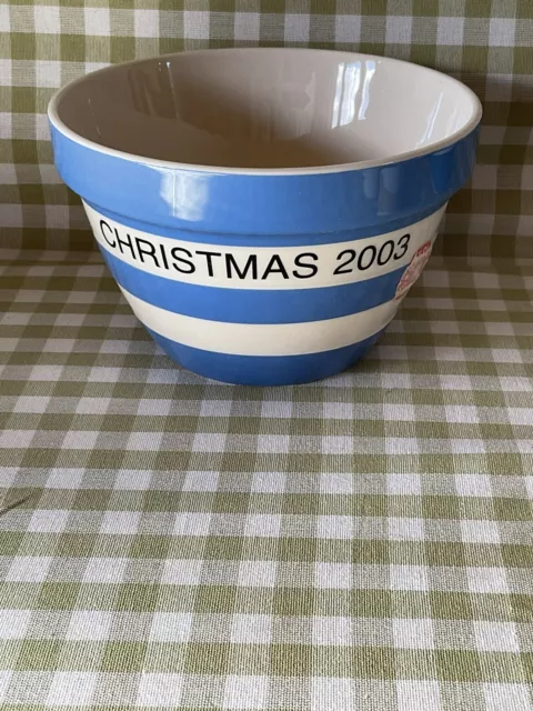 TG T G Green Cornishware Cornish Ware Blue CHRISTMAS 2003 Pudding Mixing Bowl